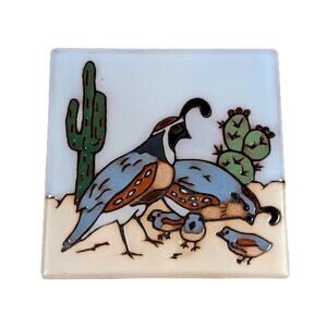 VINTAGE QUAIL FAMILY TILE